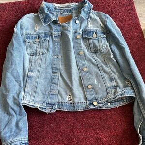BBJ Los Angeles Cropped Distressed Blue Jean Jacket
